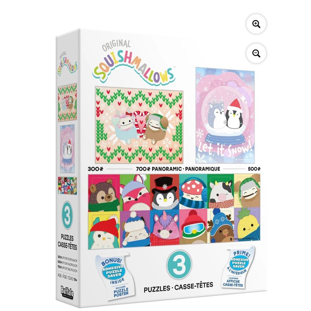 Squishmellow Original 3-Puzzle Multipak featuring Winter & Holiday themes